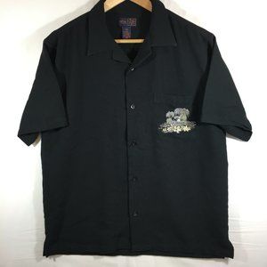 Tru’cal Short Sleeve Button Front Shirt Men's Medium Black